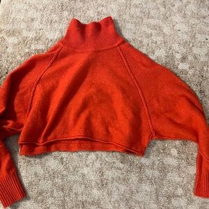 Urban Outfitters Kyla Cropped Turtleneck Sweater Orange